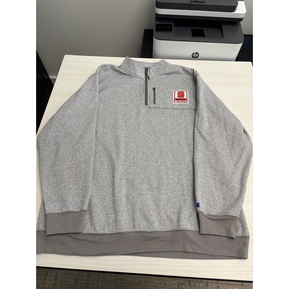Champion NC State Wolfpack 1/4 Zip Pullover Gray Fleece Jacket Men's 2XL